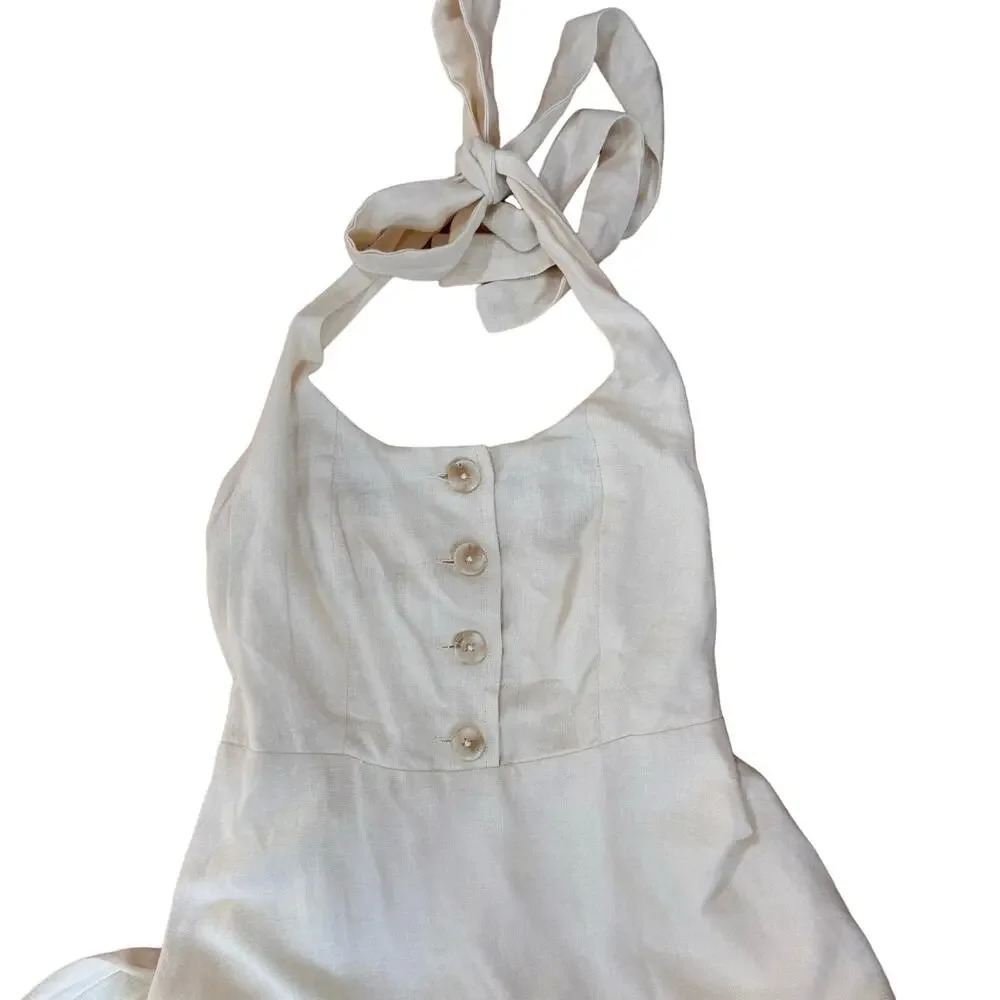 Anthropologie WeWorewhat Cream Women Button Front Linen-Blend Maxi Dress Size‎ S - Picture 4 of 10
